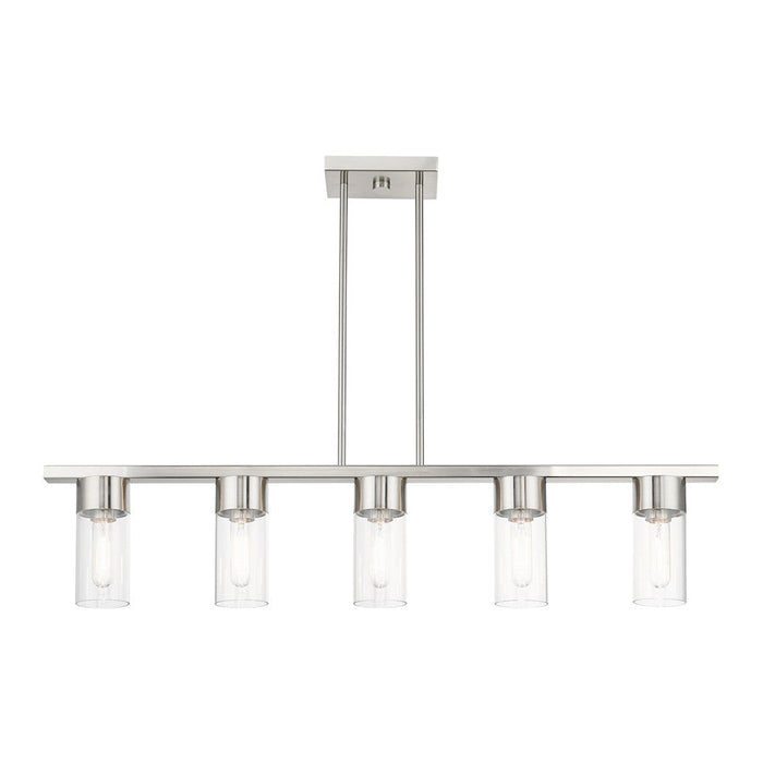 Livex Carson Linear Chandelier, Brushed Nickel/Clear