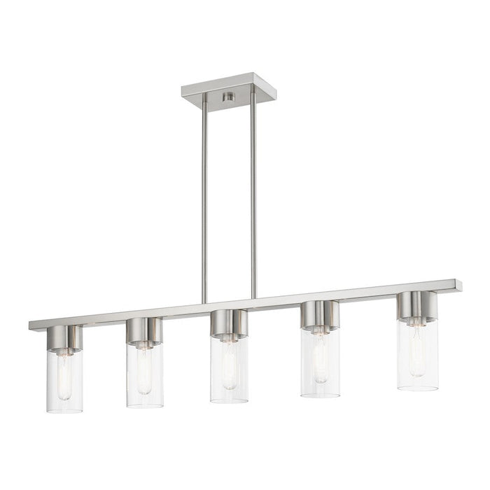 Livex Carson Linear Chandelier, Brushed Nickel/Clear