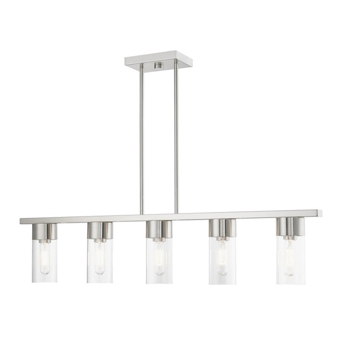 Livex Carson Linear Chandelier, Brushed Nickel/Clear