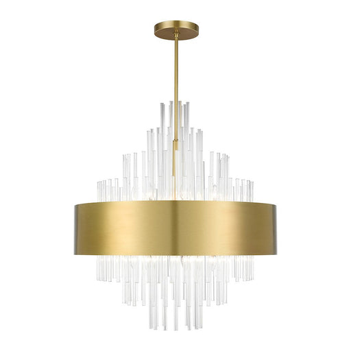 Livex Orenburg 14 Lt Large Pendant Chandelier, Brass/Crystal Rods - 48877-08