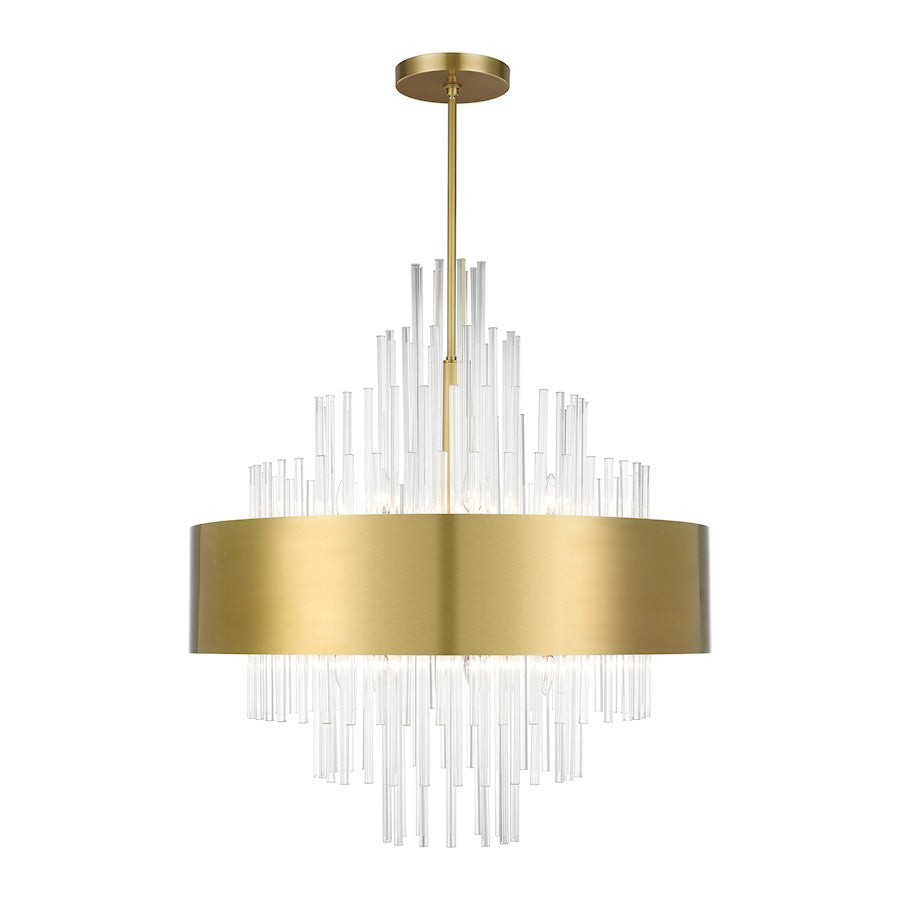 Livex Orenburg 14 Lt Large Pendant Chandelier, Brass/Crystal Rods - 48877-08