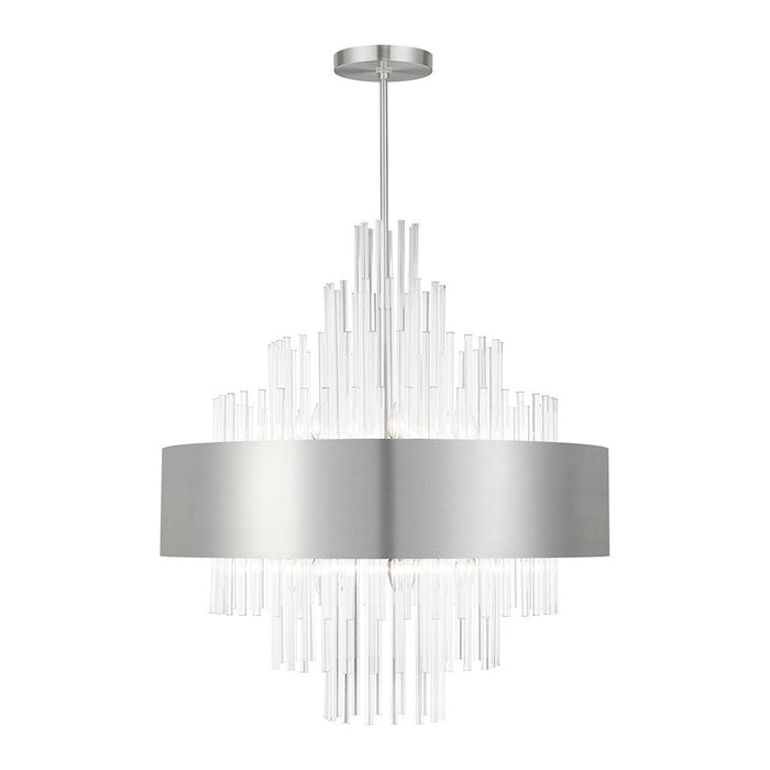 Livex Orenburg 14 Lt Large Pendant Chandelier, Nickel/Crystal Rods - 48877-91