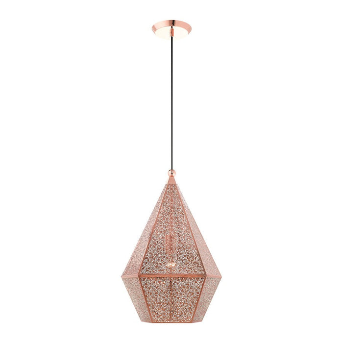 Livex Aberdeen 1 Light Pendant, Rose Gold/Rose Gold Shade - 48924-86