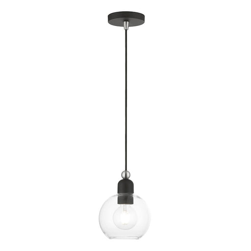 Livex Downtown 1 Light Sphere Mini Pendant, BK/Brushed NK - 48971-04