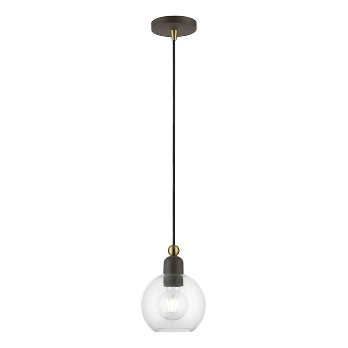 Livex Downtown 1 Light Sphere Mini Pendant, BZ/Antique BS - 48971-07