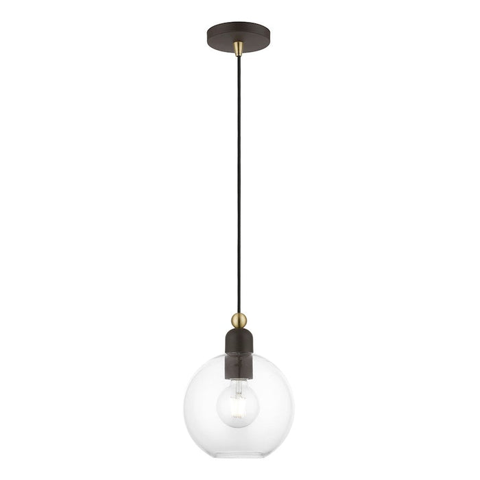 Livex Downtown 1 Light Sphere Pendant, Bronze/Antique Brass/Clear - 48972-07