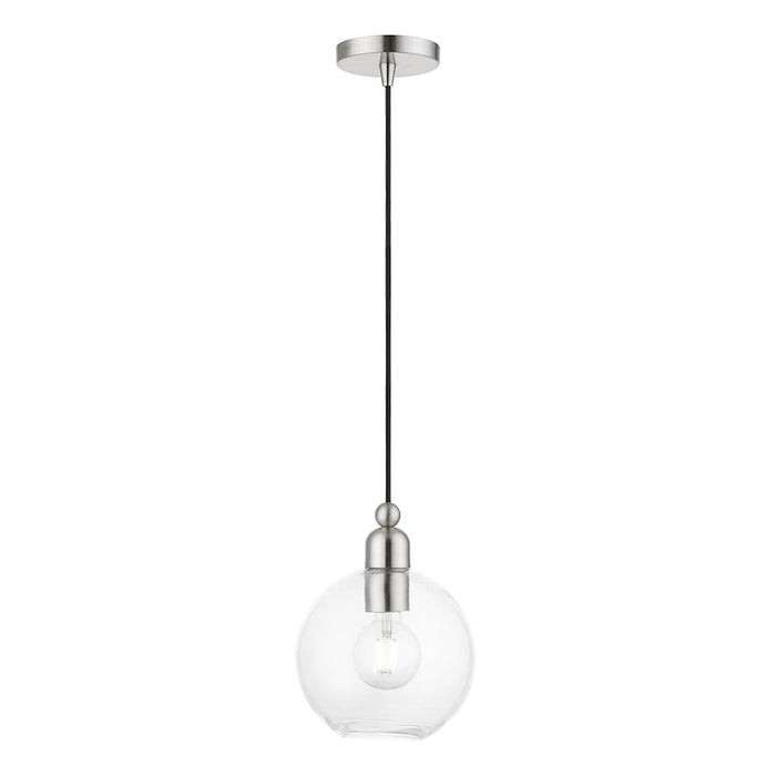 Livex Downtown 1 Light Sphere Pendant, Brushed Nickel/Clear - 48972-91