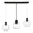 Livex Downtown 3 Light Sphere Linear Chandelier, Black/Nickel/Clear - 48974-04