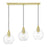 Livex Downtown 3 Light Sphere Linear Chandelier, Satin Brass/Clear - 48974-12