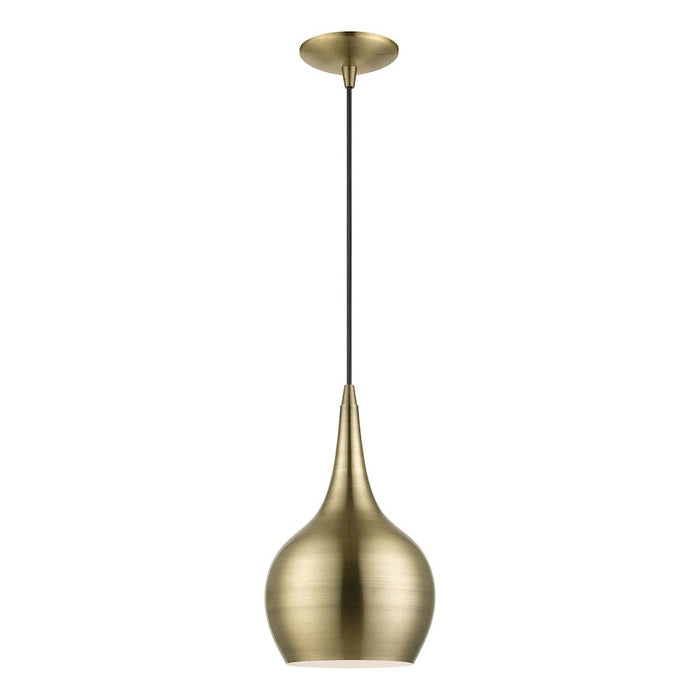 Livex Andes 1 Light Mini Pendant, Brass/Brass Steel/White - 49016-01