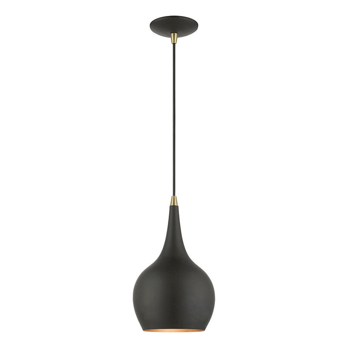 Livex Andes 1 Light Mini Pendant, BK/Antique BS/BK Steel/Gold - 49016-04