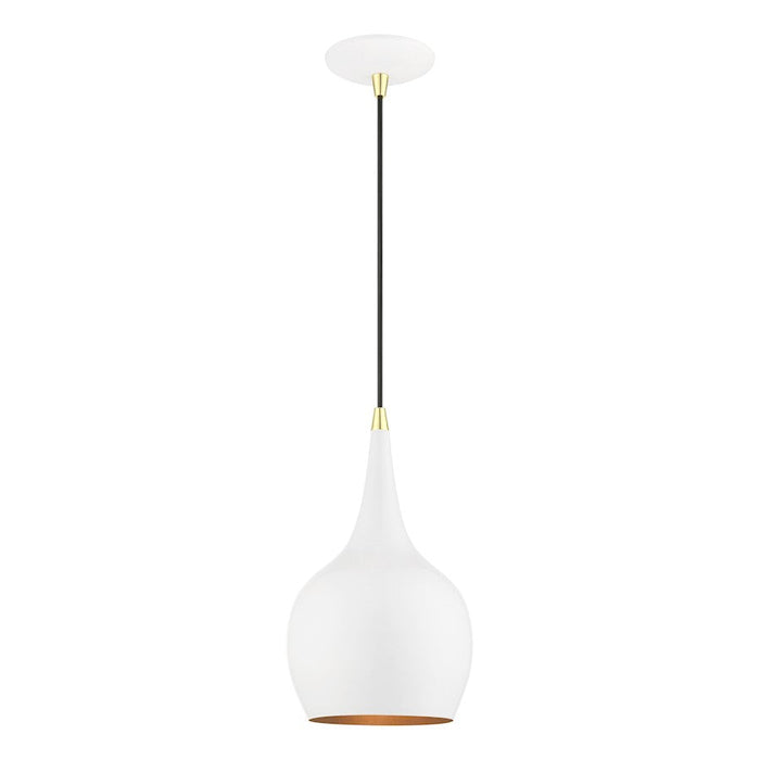 Livex Andes 1 Light Mini Pendant, White/Polished BS/White Steel/Gold - 49016-69