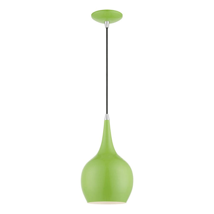 Livex Andes 1 Light Mini Pendant, Apple Green/Chrome/Steel/White - 49016-78