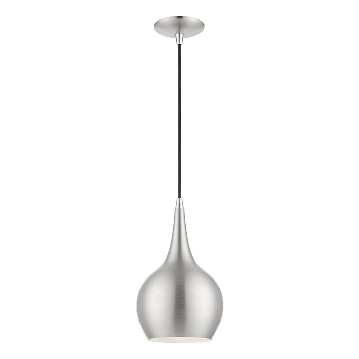 Livex Andes 1 Light Mini Pendant, Nickel/Chrome/Nickel Steel/White - 49016-91