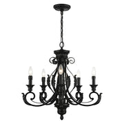 Livex Valencia 5 Light Chandelier, Shiny Black - 49065-68