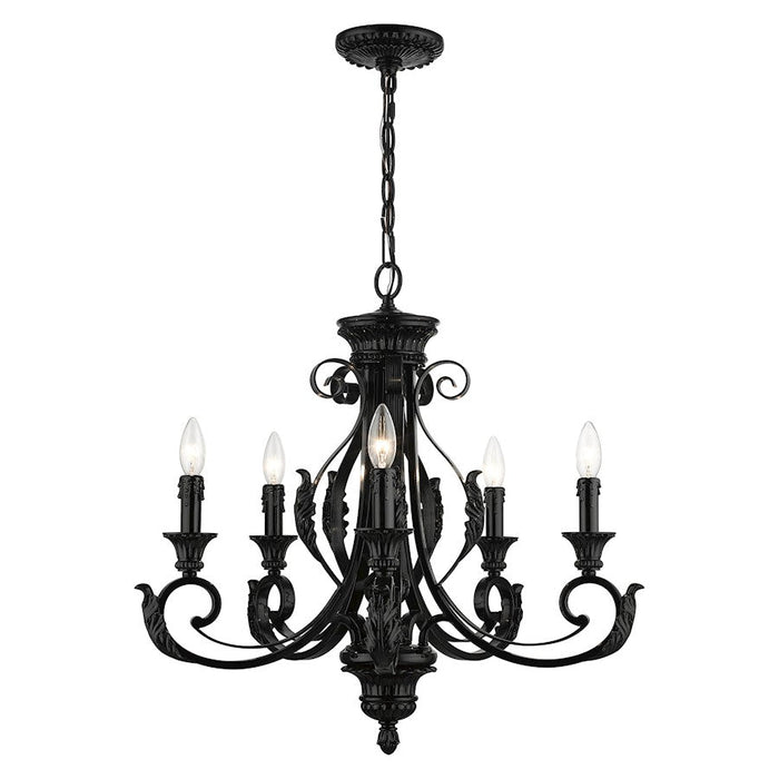 Livex Valencia 5 Light Chandelier, Shiny Black - 49065-68