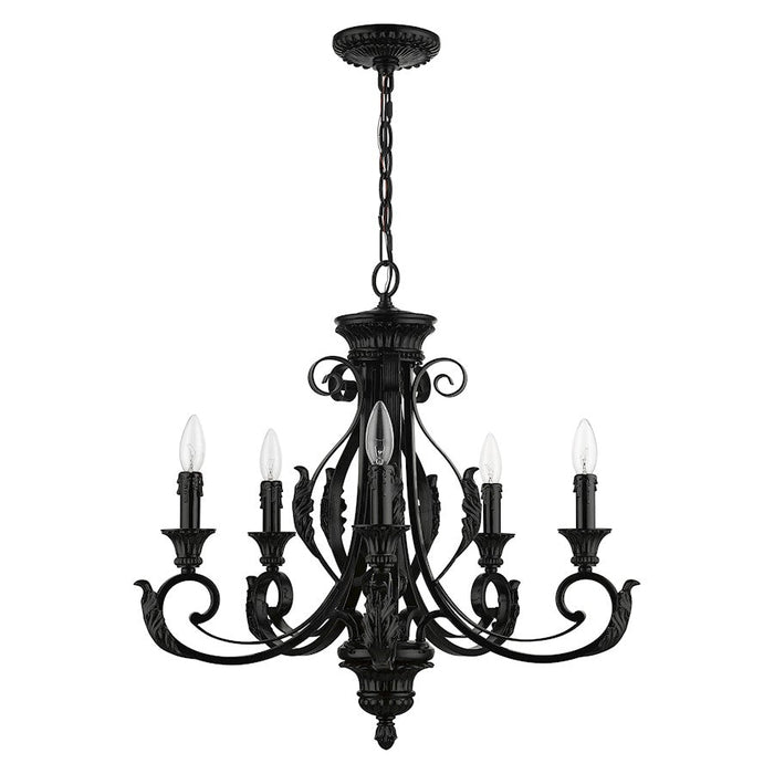 Livex Valencia 5 Light Chandelier, Shiny Black