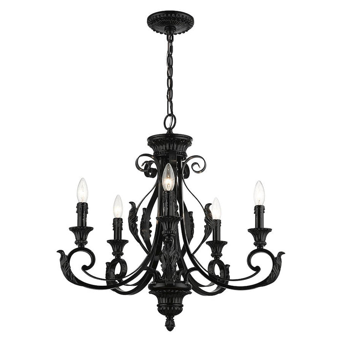 Livex Valencia 5 Light Chandelier, Shiny Black