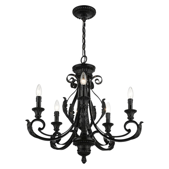 Livex Valencia 5 Light Chandelier, Shiny Black