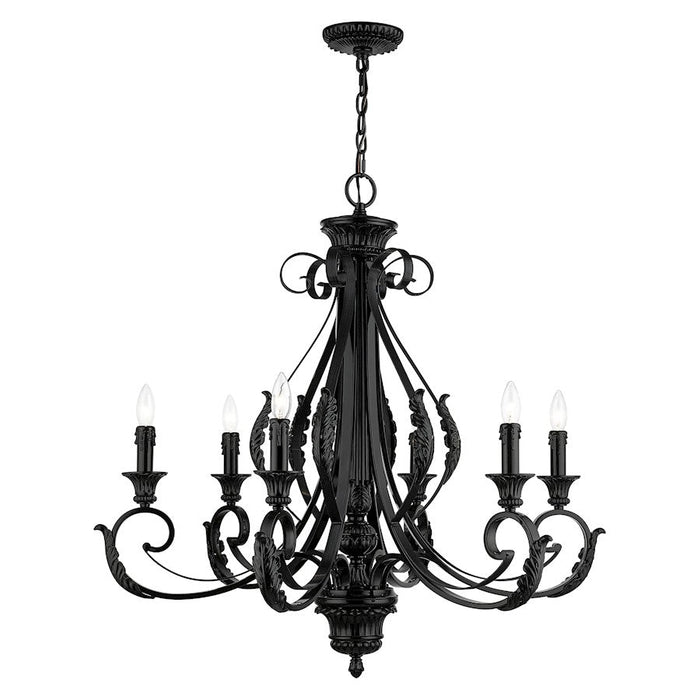 Livex Valencia 6 Light Large Chandelier, Shiny Black - 49066-68