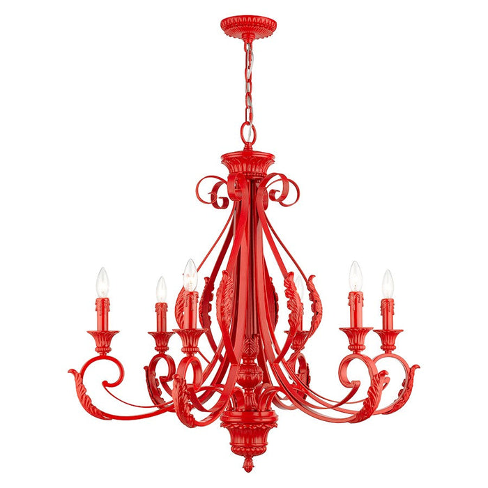 Livex Valencia 6 Light Large Chandelier, Shiny Red - 49066-72