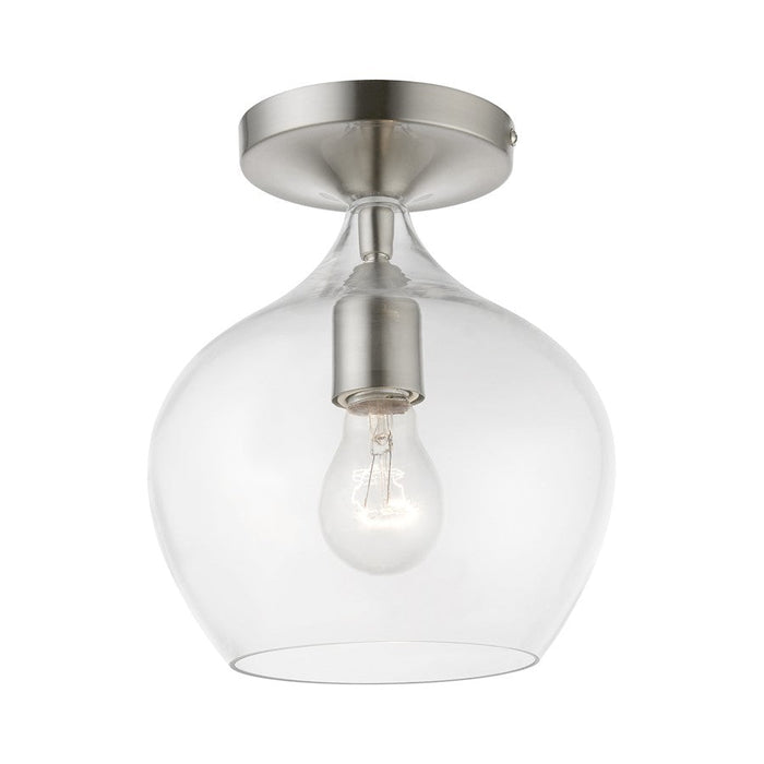 Livex Aldrich 1 Light Semi-Flush, Brushed Nickel/Clear - 49087-91