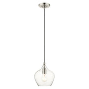 Livex Light Pendants 11" 1 Light Pendant, Brushed Nickel/Clear Glass - 49088-91