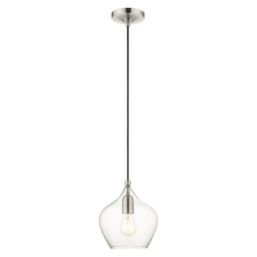 Livex Light Pendants 11" 1 Light Pendant, Brushed Nickel/Clear Glass - 49088-91