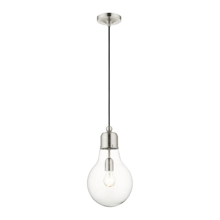 Livex Light Pendants 1 Light Pendant, Brushed Nickel/Clear Glass - 49092-91