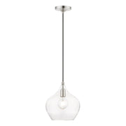 Livex Aldrich 1 Light Pendant, Brushed Nickel/Clear - 49093-91