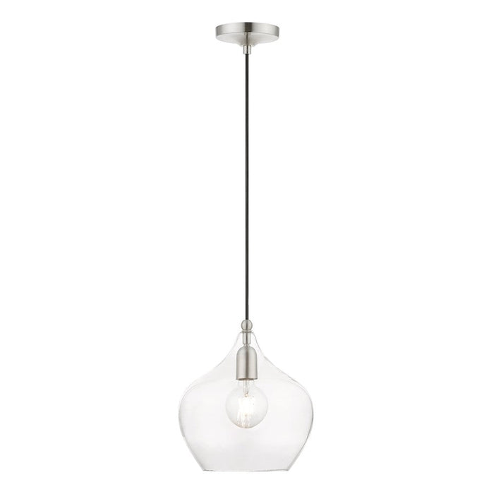 Livex Aldrich 1 Light Pendant, Brushed Nickel/Clear - 49093-91