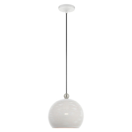 Livex Dublin 11" 1 Light Pendant, White/Nickel/White/Gold Inside - 49100-03