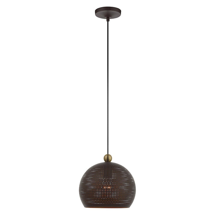 Livex Dublin 11" 1 Light Pendant, Bronze/Brass/Bronze/Gold - 49100-07