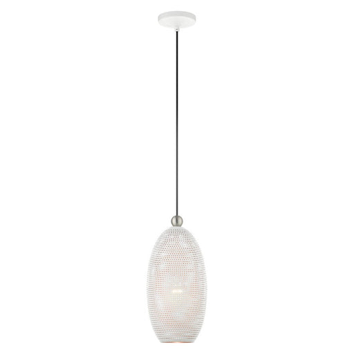 Livex Dublin 1 Light Pendant, White/Nickel/White/Gold Inside - 49101-03