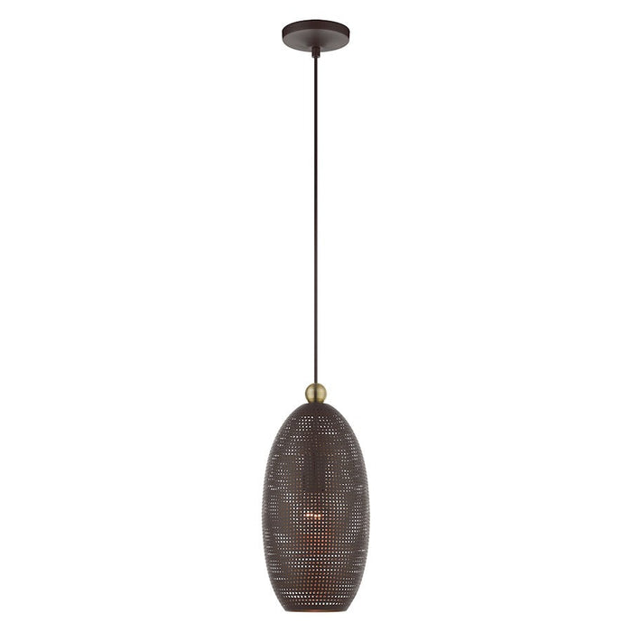 Livex Dublin 1 Light Pendant, Bronze/Antique Brass/Bronze/Gold Inside - 49101-07