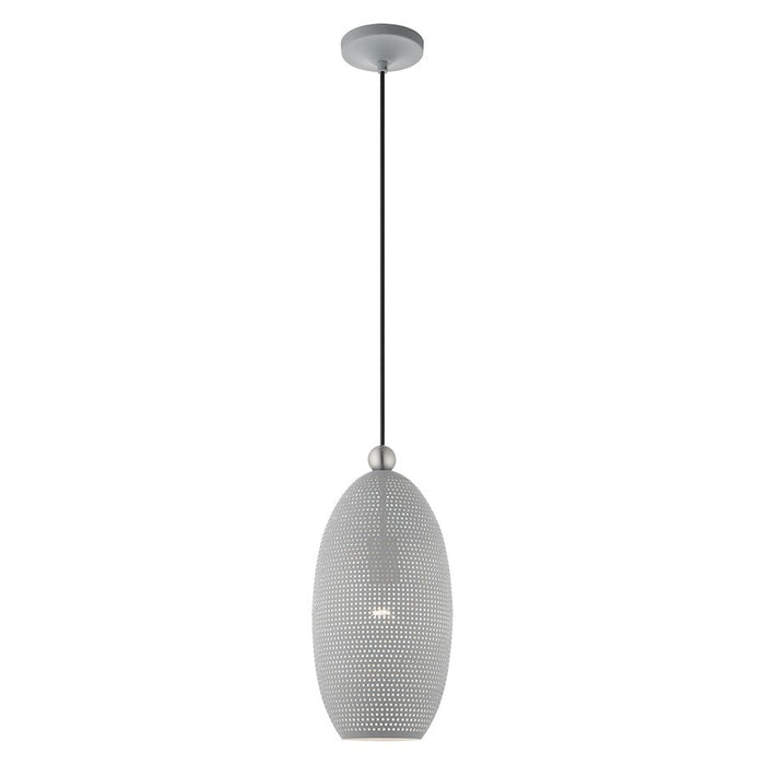 Livex Dublin 1 Light Pendant, Gray/Nickel/Gray/White Inside - 49101-80