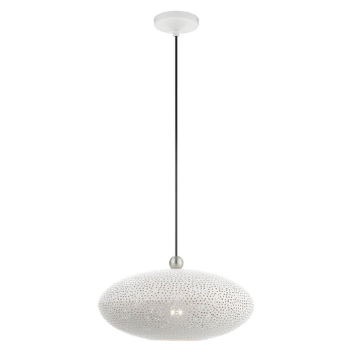 Livex Dublin 10.25" 1 Light Pendant, White/Nickel/White/Gold Inside - 49102-03