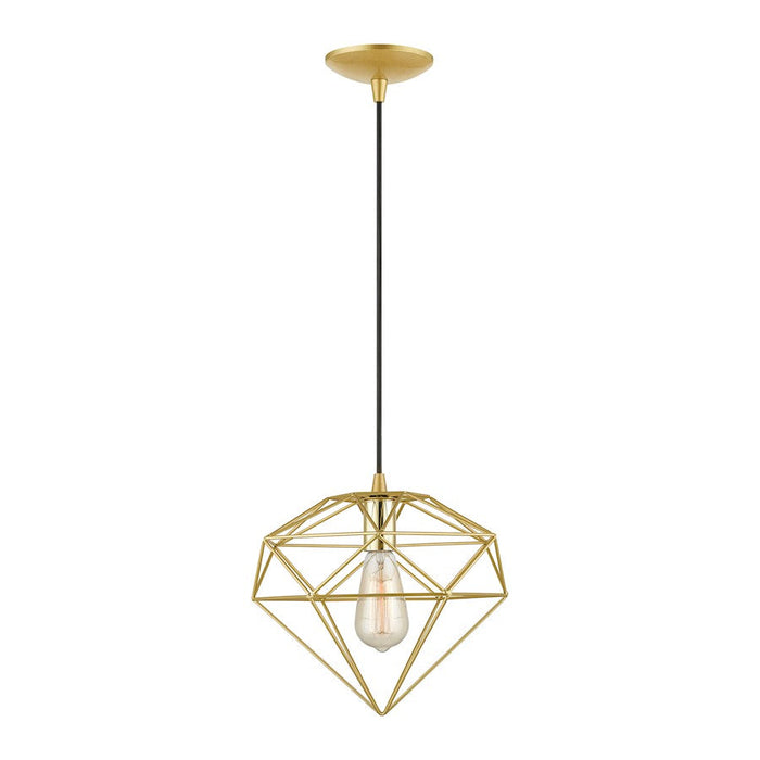 Livex Knox 1 Light Pendant, Gold/Brass/Hand Welded Soft Gold Metal - 49152-33