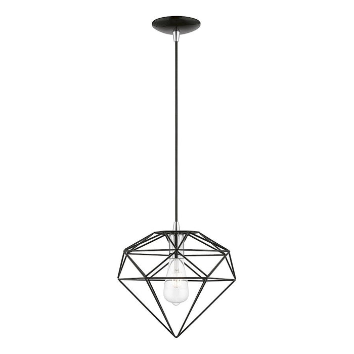 Livex Knox 1 Light Pendant, Black/Chrome/Black Metal - 49152-68