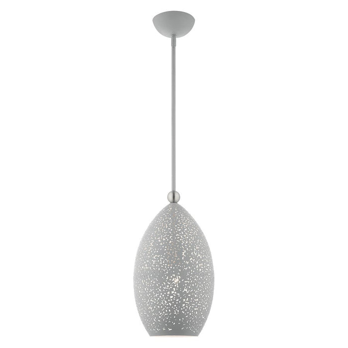 Livex Charlton 1 Light Pendant, Gray/Nickel/Gray Shade/White - 49182-80