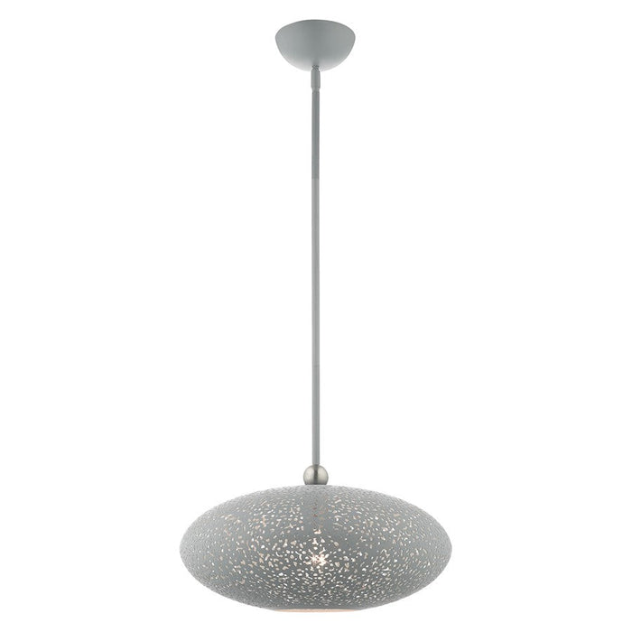 Livex Charlton 15.9" 1 Light Pendant, Gray/Nickel/Gray Shade/White - 49184-80