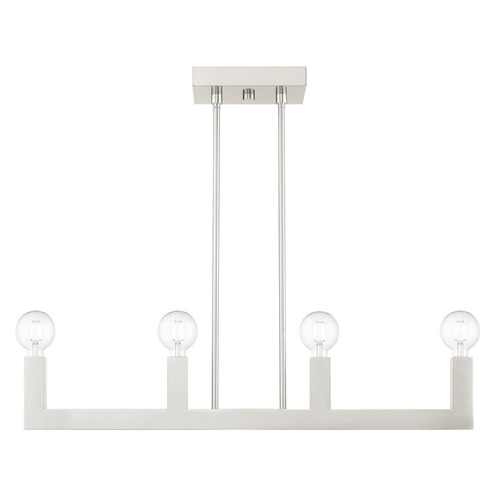 Livex Solna 4 Light Linear Chandelier, Brushed Nickel - 49213-91