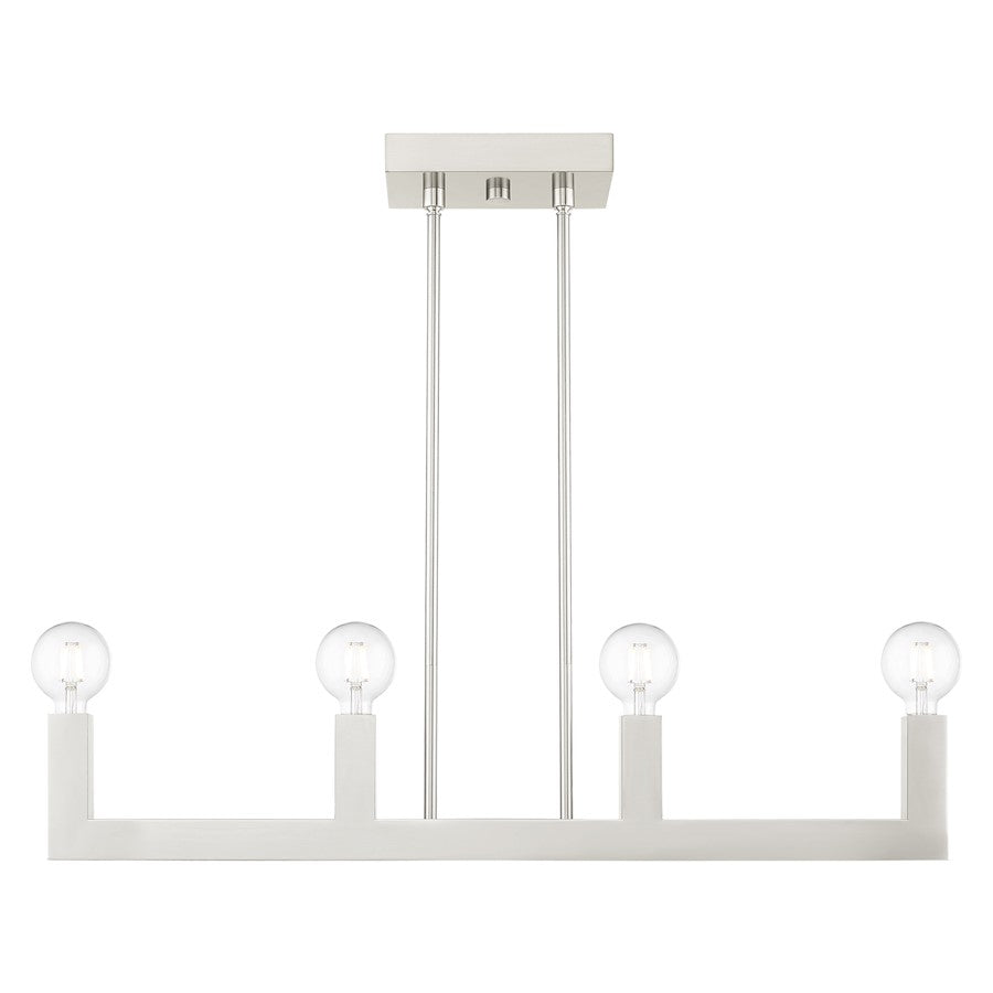 Livex Solna 4 Light Linear Chandelier, Brushed Nickel - 49213-91