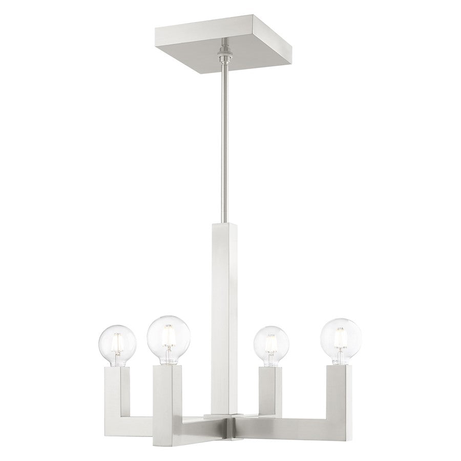 Livex Solna 4 Light Chandelier, Brushed Nickel - 49214-91