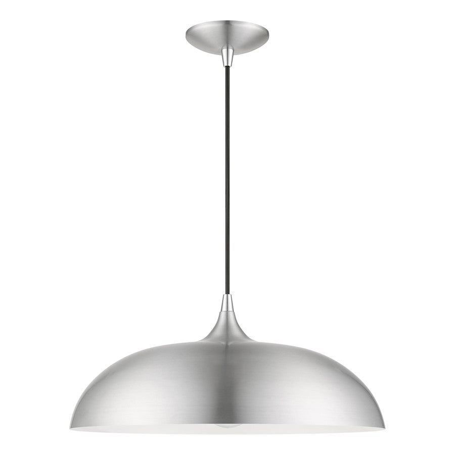 Livex Amador 1 Light Pendant, Aluminum/Chrome/Aluminum Metal/White - 49233-66