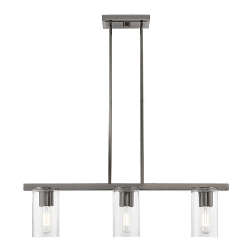 Livex Clarion 3 Light Linear Chandelier, Black Chrome/Clear - 49273-46