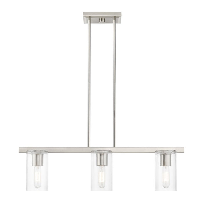 Livex Clarion 3 Light Linear Chandelier, Brushed Nickel/Clear - 49273-91