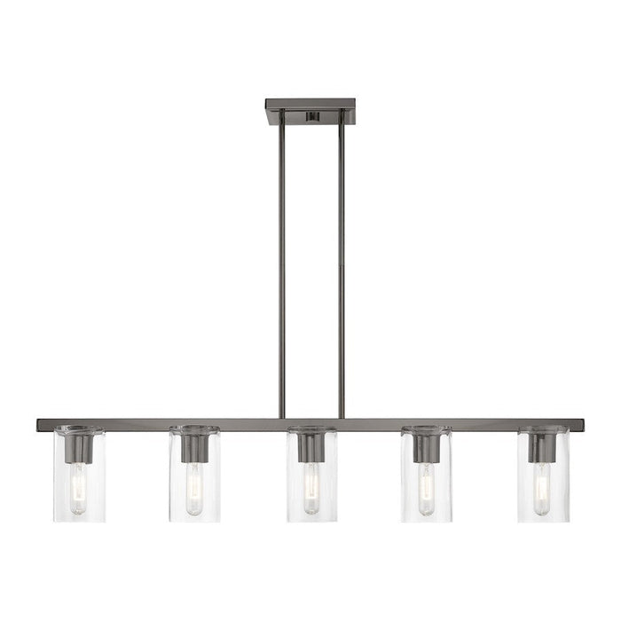 Livex Clarion 5 Light Linear Chandelier, Black Chrome/Clear - 49275-46