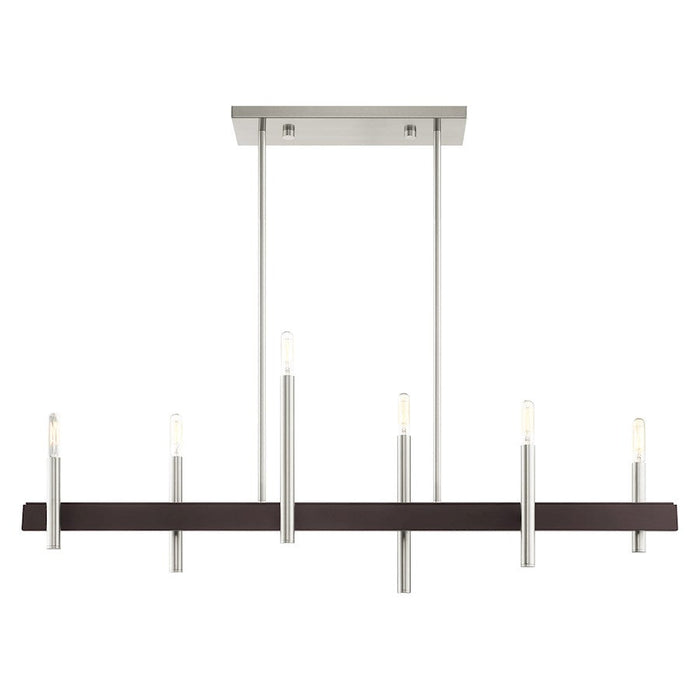 Livex Denmark 6 Light Chandelier, Brushed Nickel with Bronze Accents - 49336-91