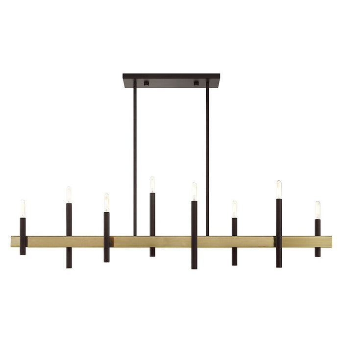 Livex Denmark 8 Light Chandelier, Bronze with Antique Brass Accents - 49338-07